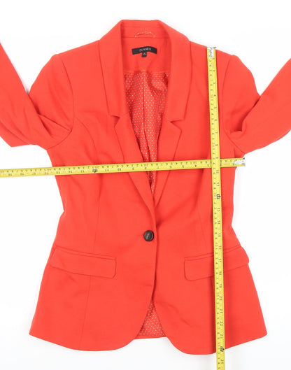 Back view of Dunnes Women’s Red Tailored One Button Blazer, size UK 10