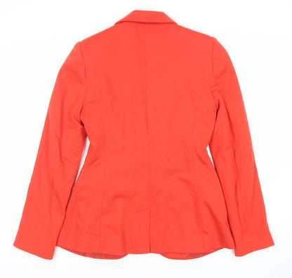 Close-up detail of Dunnes Women’s Red Tailored One Button Blazer, size UK 10