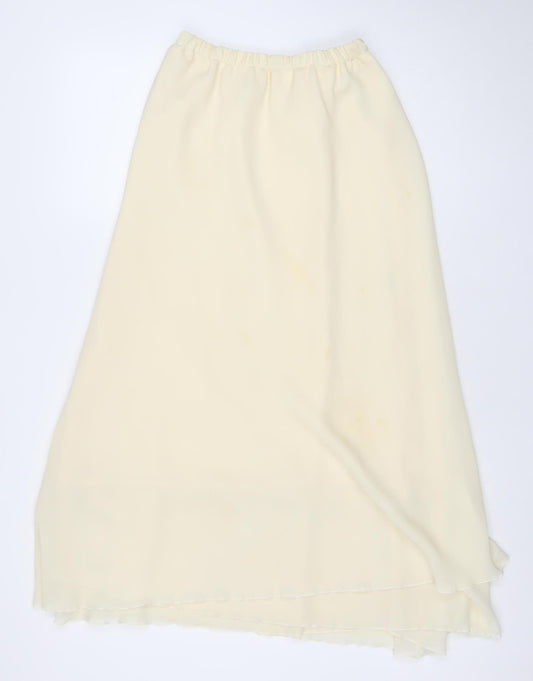 Max Pierre Women Ivory Midi Straight Skirt Size 16 Polyester