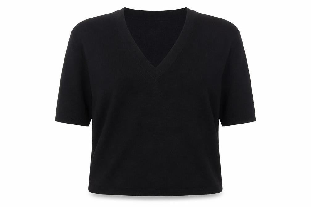 Saint Tropez Womens Black V-Neck 3/4 Sleeve Pullover Jumper M