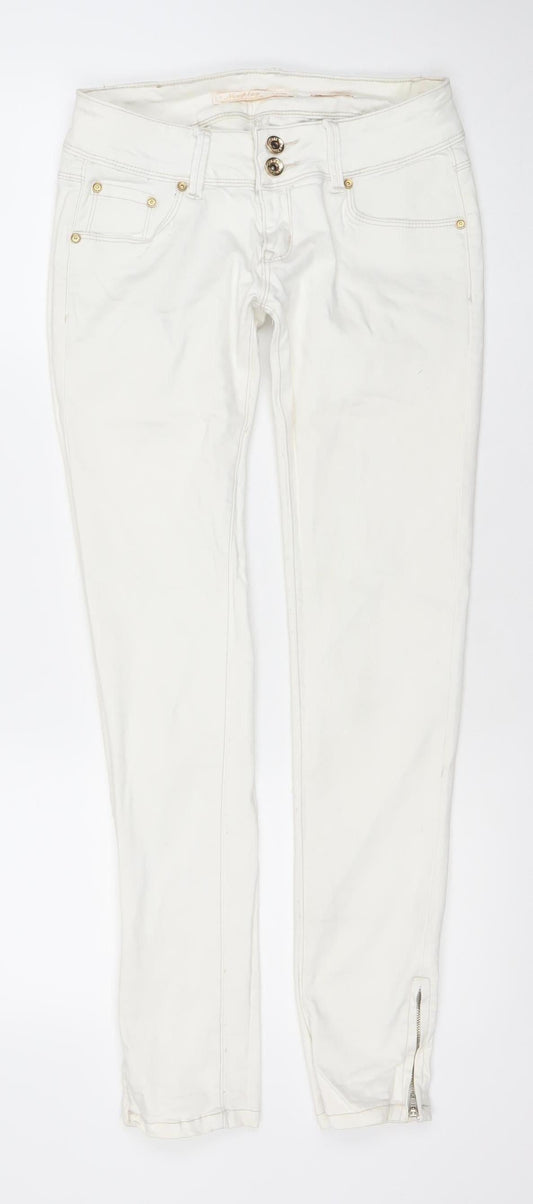 Newplay Women White Slim Fit Ankle Zip Jeans Size 10