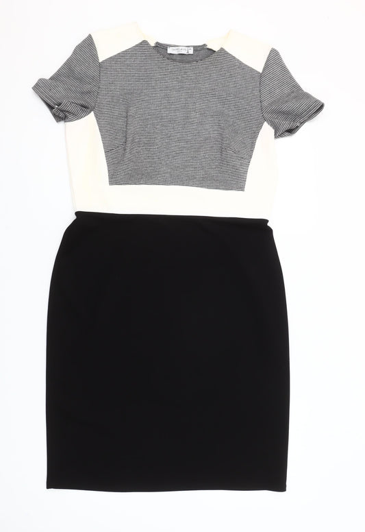 J’aime La Vie Women’s Black Sheath Dress Size 12 Short Sleeve