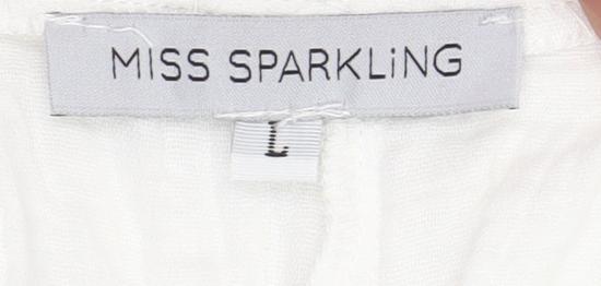 Miss Sparkling Womens White Cotton Drawstring Casual Shorts Size L