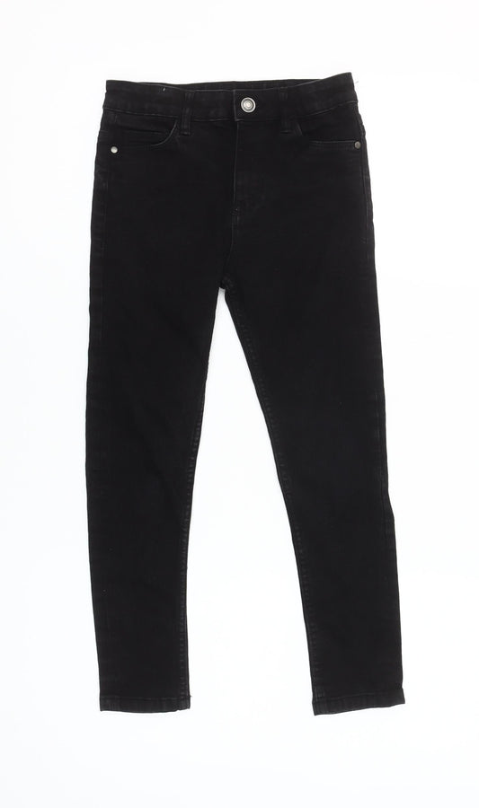 St. Bernard Girls Black Skinny Jeans 7-8 Years Mid Rise Stretch Denim