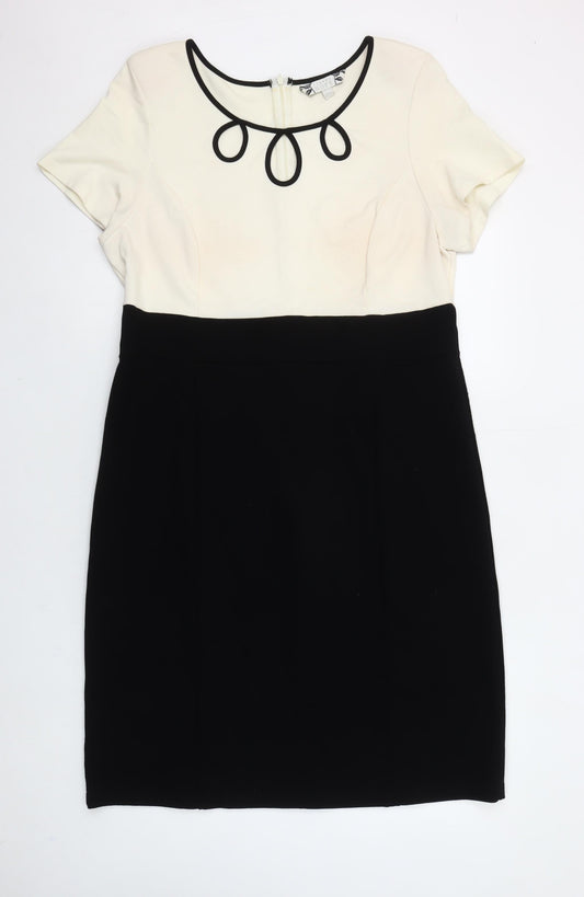 Joanna Hope Women's Black White Colourblock Sheath Dress Size 16