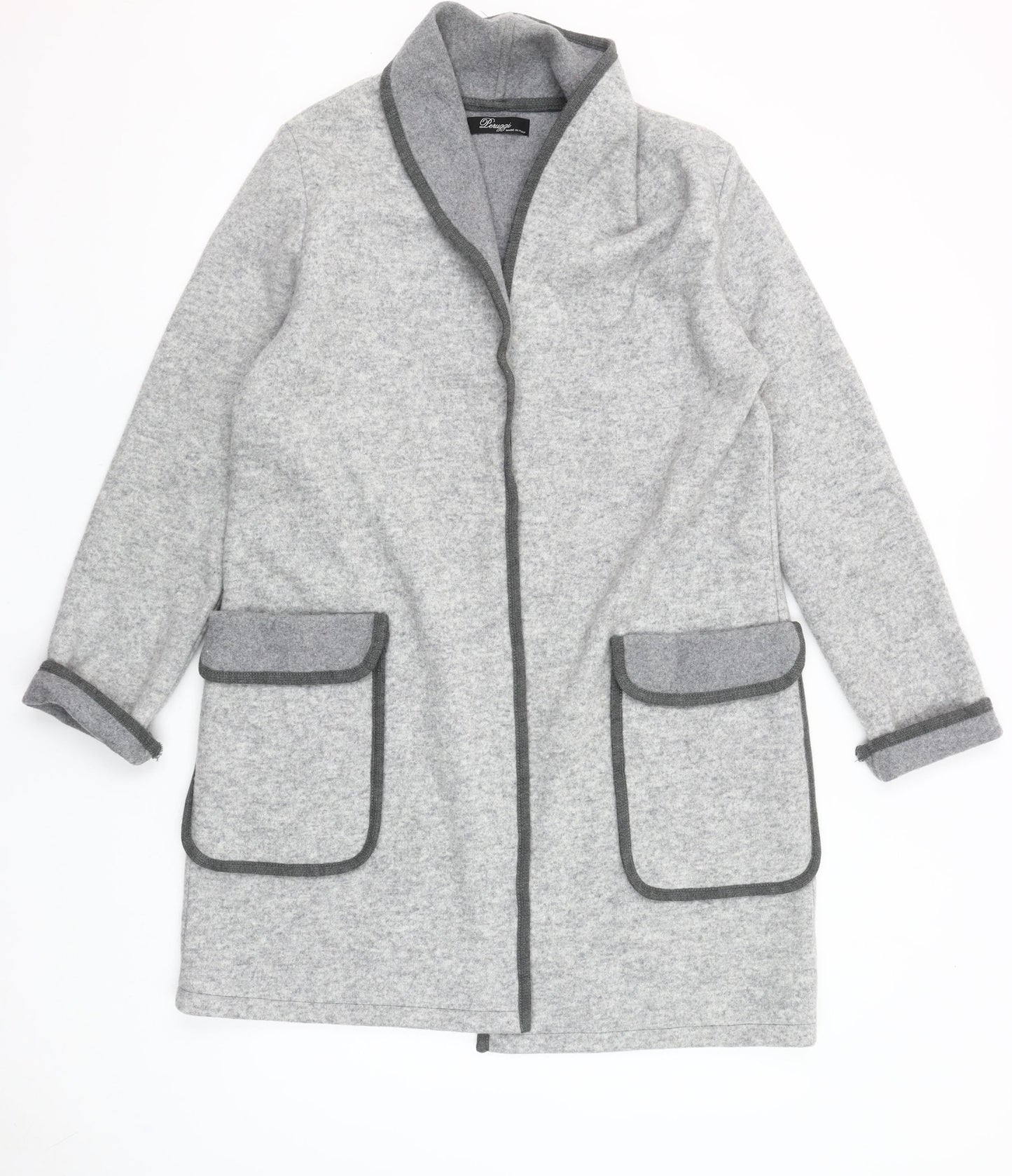 Peruzzi Women Grey Wool Blend Long Sleeve Cardigan Size 10