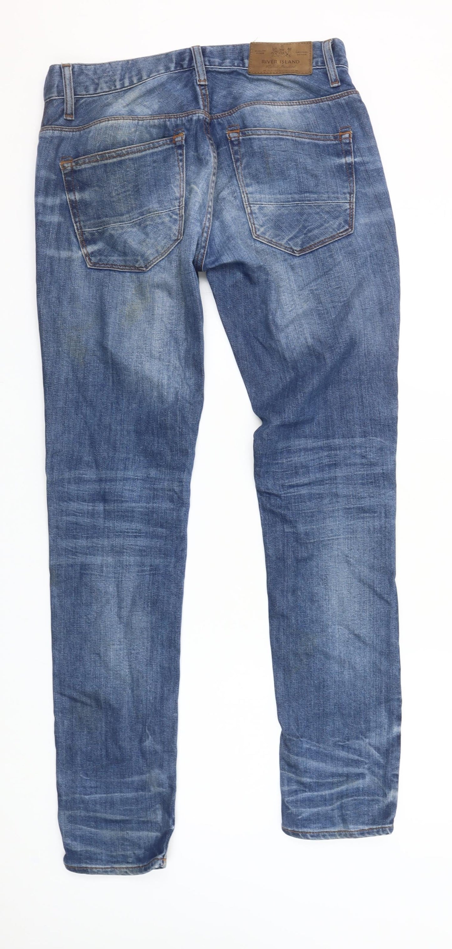 River Island Men's Blue Skinny Jeans Size 28W 32L Denim Stretch