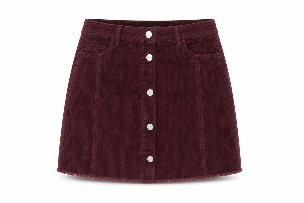 Denim & Co. Women's Brown Corduroy A-Line Button Skirt Size 10