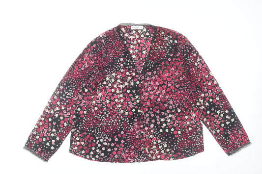 Gallery Women’s Multicoloured Floral Long Sleeve V-Neck Blouse Size 14