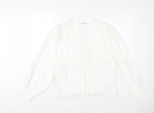 Gallery Women’s White Viscose Tunic Blouse Size 18 Long Sleeve