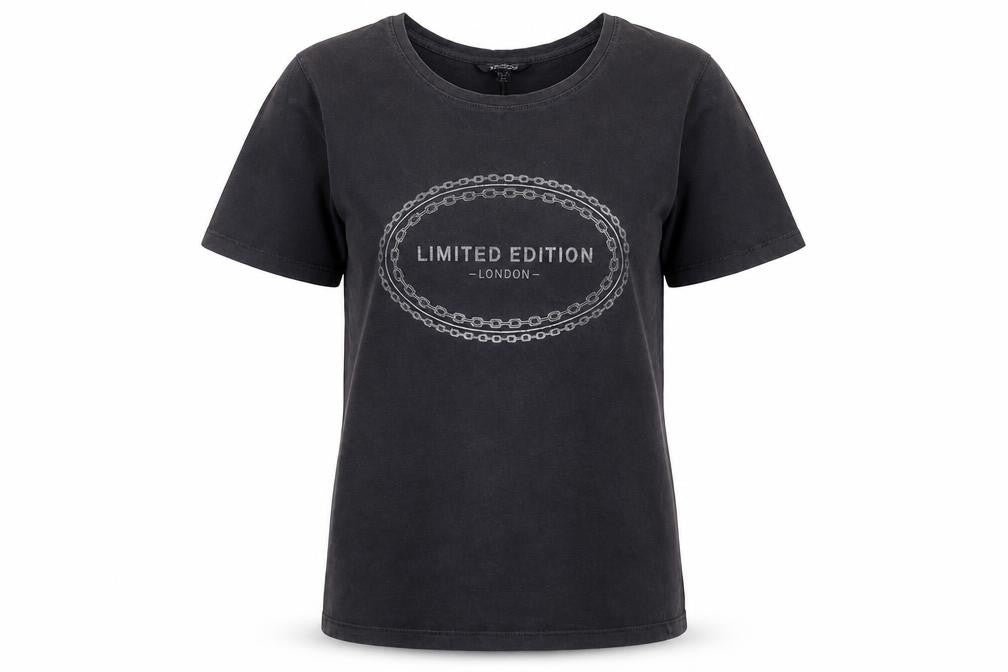 Golddigga Womens Black Cotton Limited Edition London T-Shirt UK 10