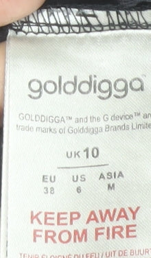Golddigga Womens Black Cotton Limited Edition London T-Shirt UK 10