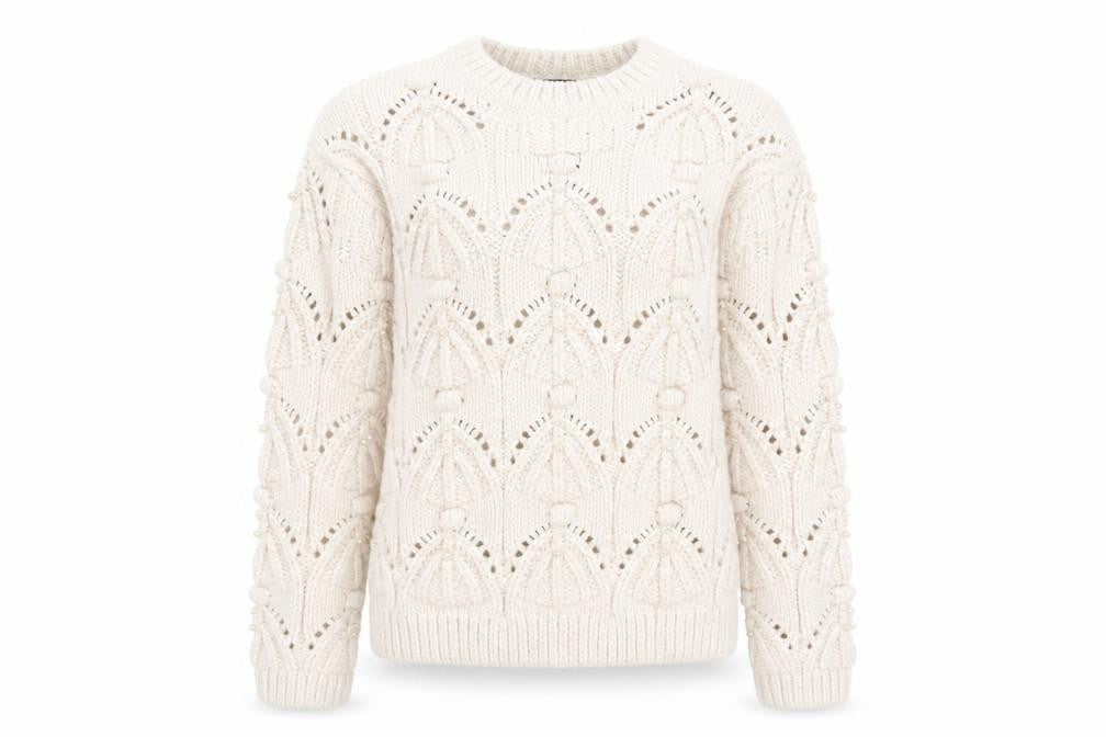 River Island Girls Ivory Knit Jumper 11-12 Years Acrylic Blend Winter Pullover