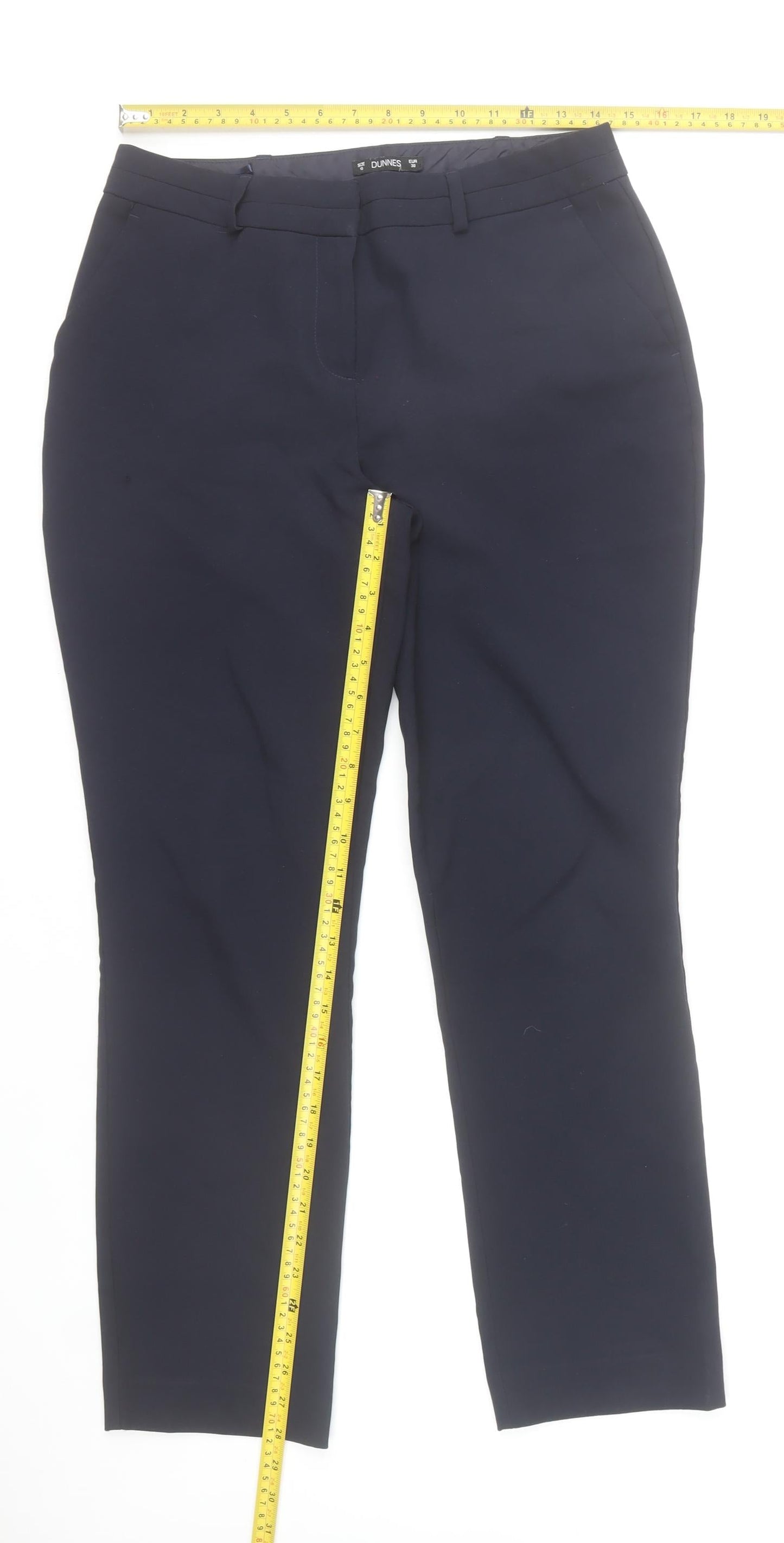 Dunnes Stores Women's Blue Regular Fit Straight Trousers Size 10