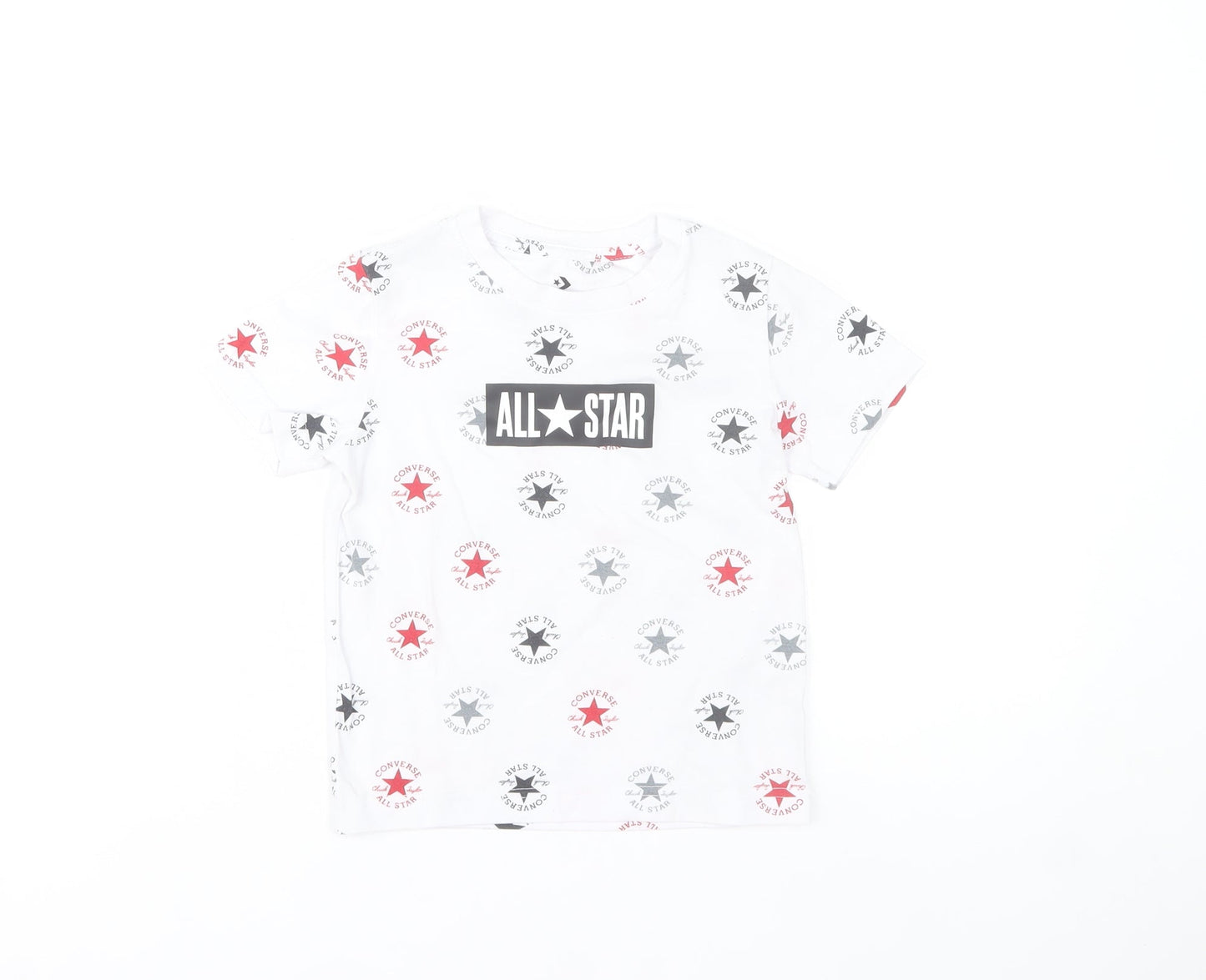 Converse Boys White All Star Logo T-Shirt 3-4 Years Short Sleeve Cotton