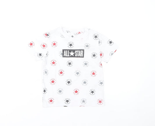 Converse Boys White All Star Logo T-Shirt 3-4 Years Short Sleeve Cotton