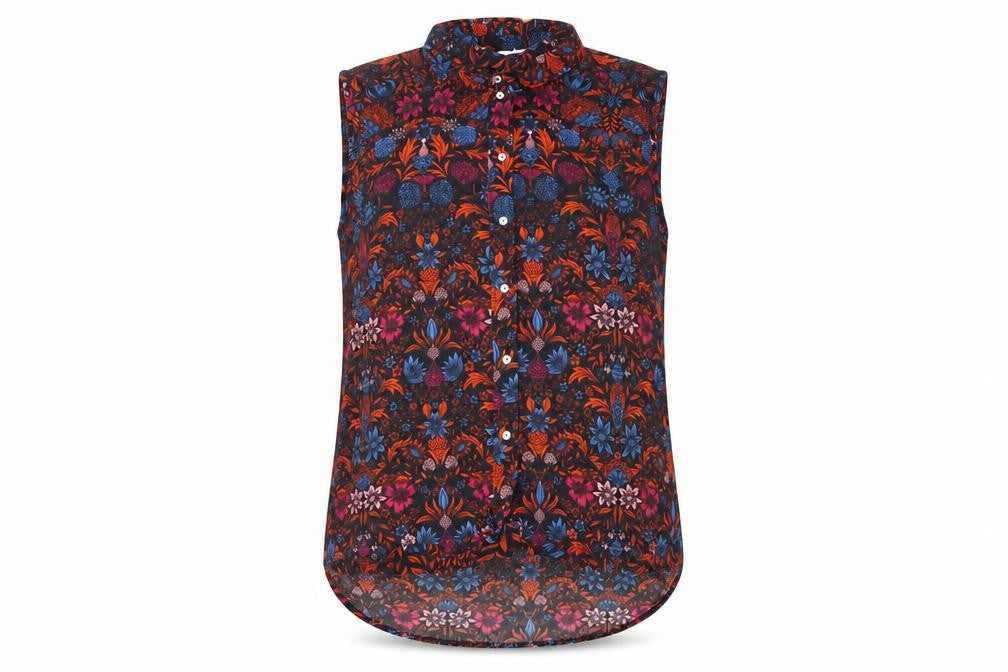 H&M Womens Multicoloured Floral Sleeveless Collared Blouse Size 12