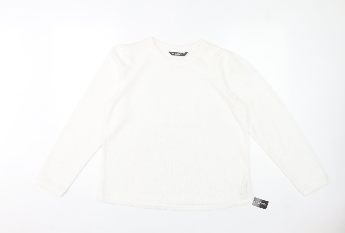 Dunnes Womens White Long Sleeve Basic Knit Top Size 14