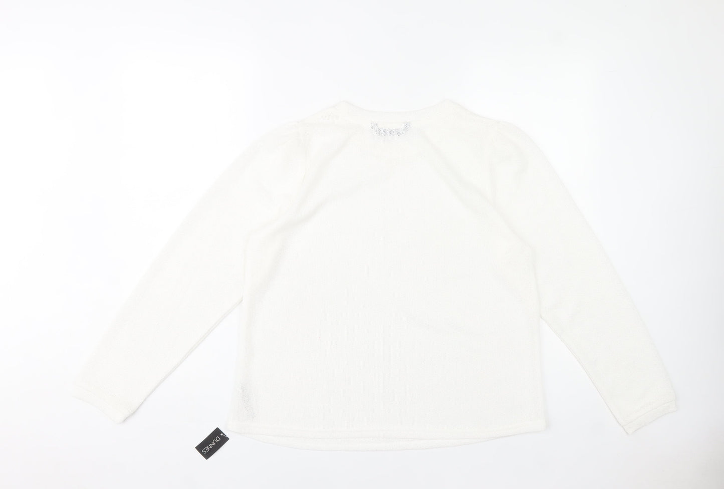 Dunnes Womens White Long Sleeve Basic Knit Top Size 14