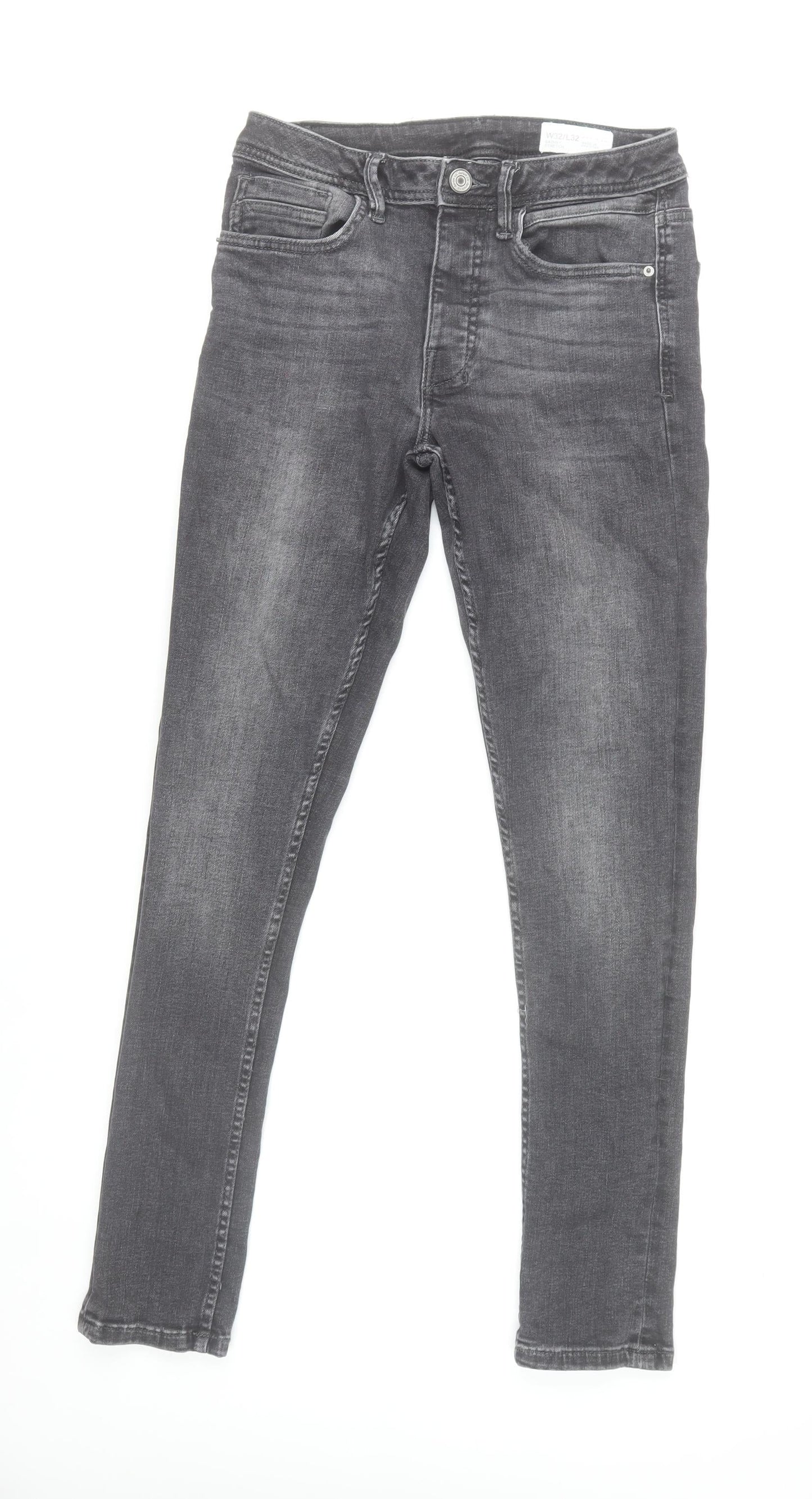 Denim Co. Men's Grey Slim Fit Skinny Jeans 32W 32L Denim Stretch