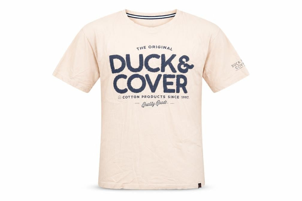 Duck and Cover Men's Beige Graphic Cotton T-Shirt Size S