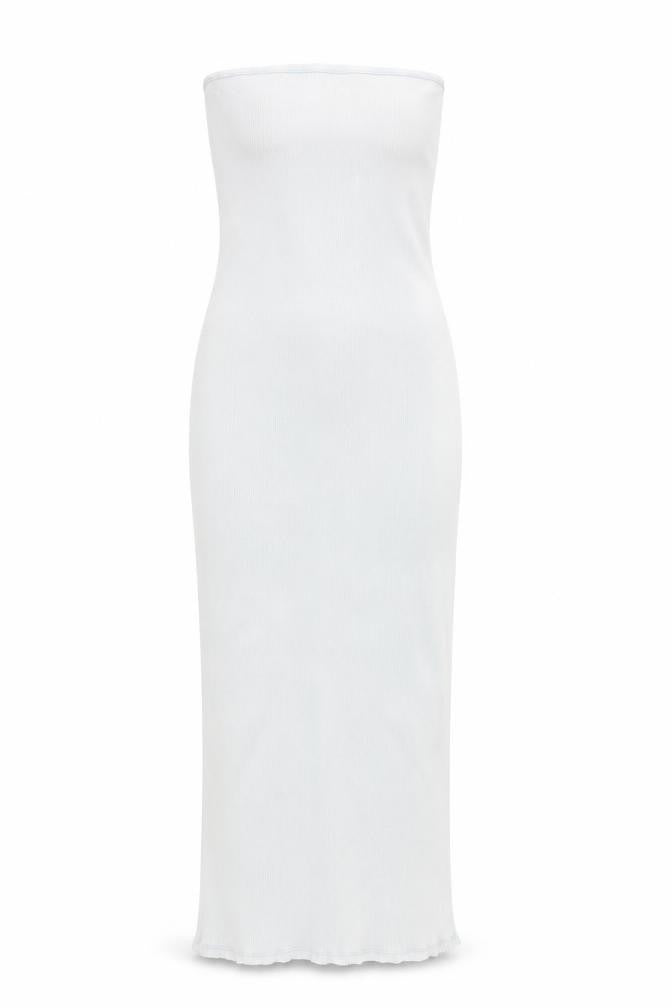Bershka Women’s Blue Strapless Bodycon Midi Dress Size S