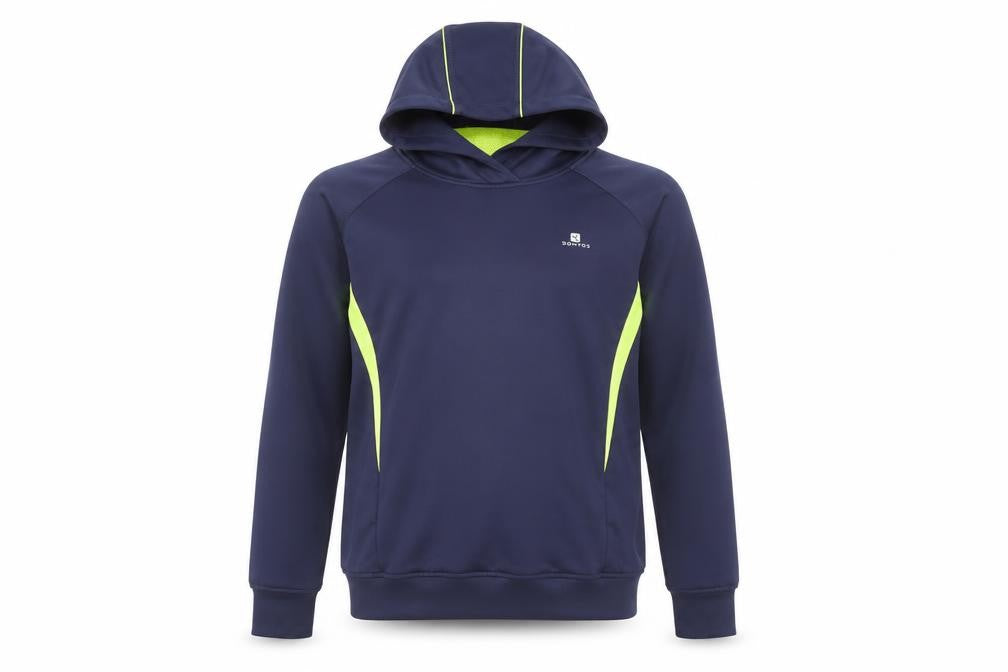 Domyos Boys Blue and Neon Green Pullover Hoodie 14 Years Polyester Blend