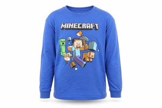 Jinx Minecraft Boys Blue Long Sleeve T-Shirt 3-4 Years 100% Cotton