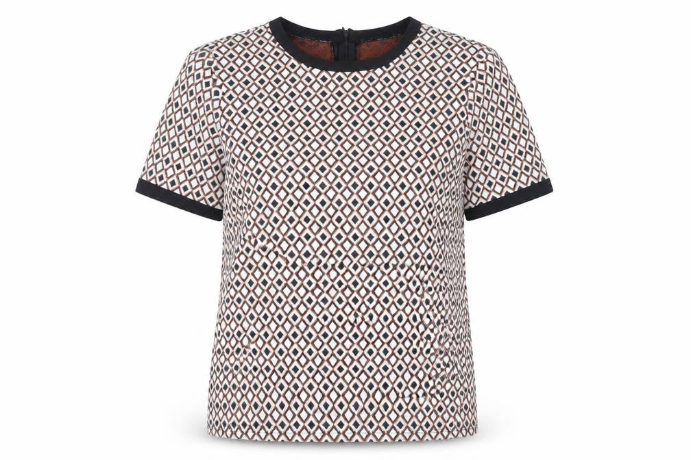 River Island Women's Multicoloured Geometric Short Sleeve Blouse UK 16