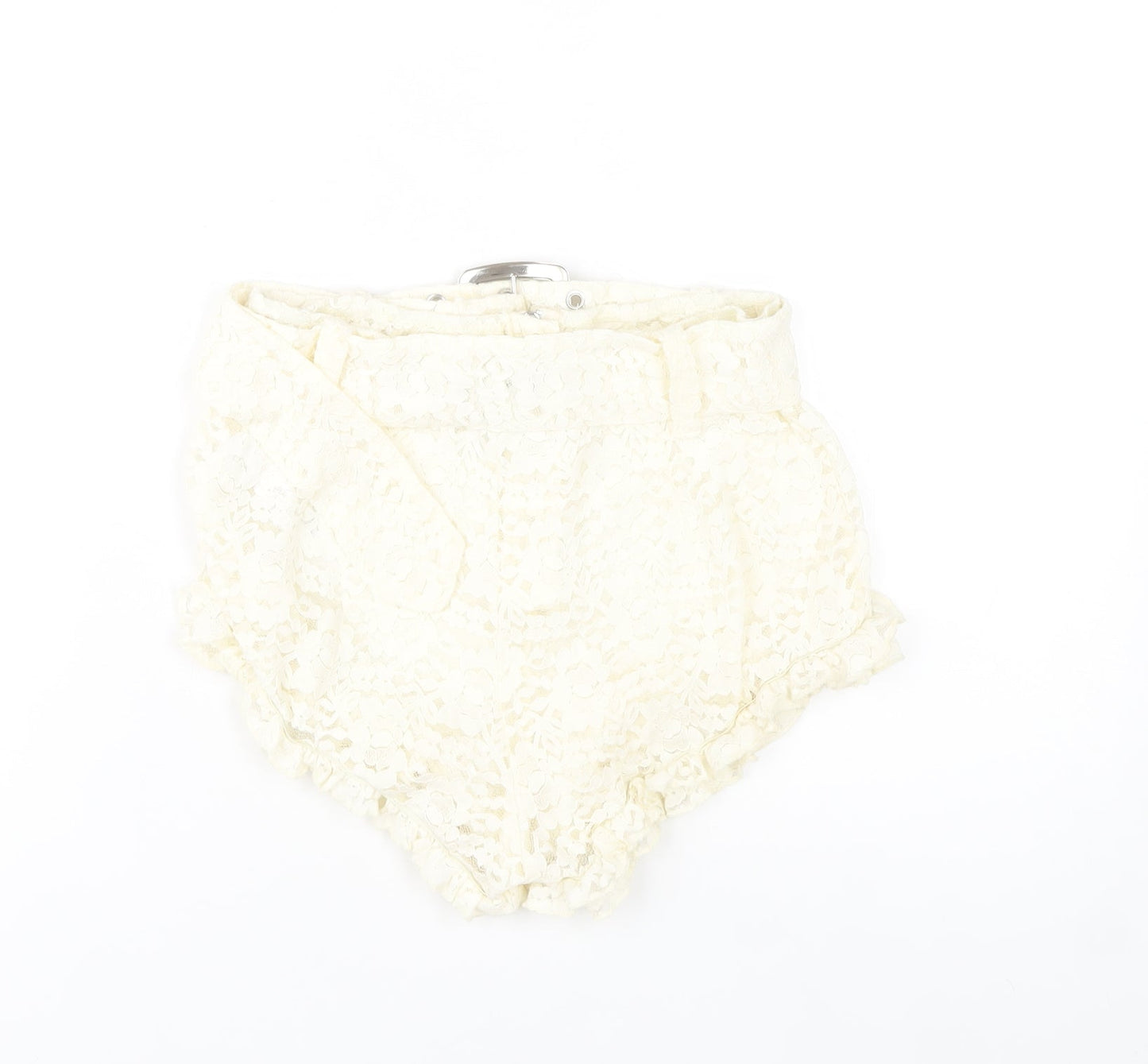 PrettyLittleThing Women’s Ivory Lace Belted Hot Pants UK 6
