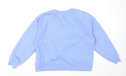 Close-up detail of Dunnes Women's Blue Crew Neck Pullover Sweatshirt Medium
