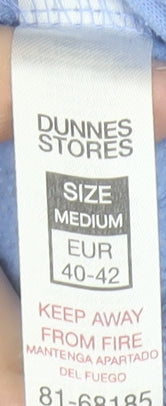 Brand and care label for Dunnes Women's Blue Crew Neck Pullover Sweatshirt Medium