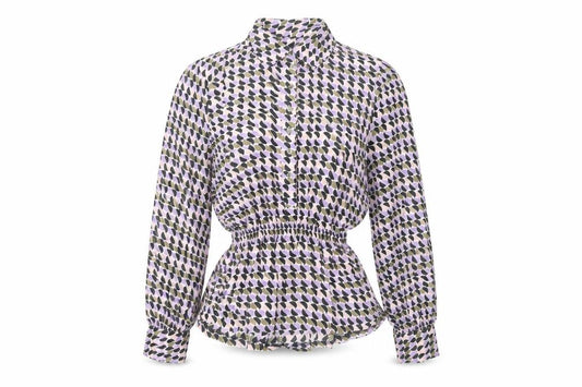 Marks and Spencer Women's Multicoloured Geometric Long Sleeve Blouse Size 12