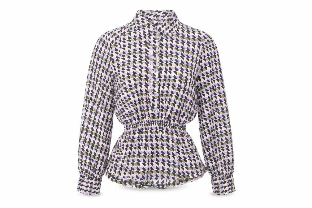 Marks & Spencer Women's Multicoloured Geometric Long Sleeve Blouse Size 12