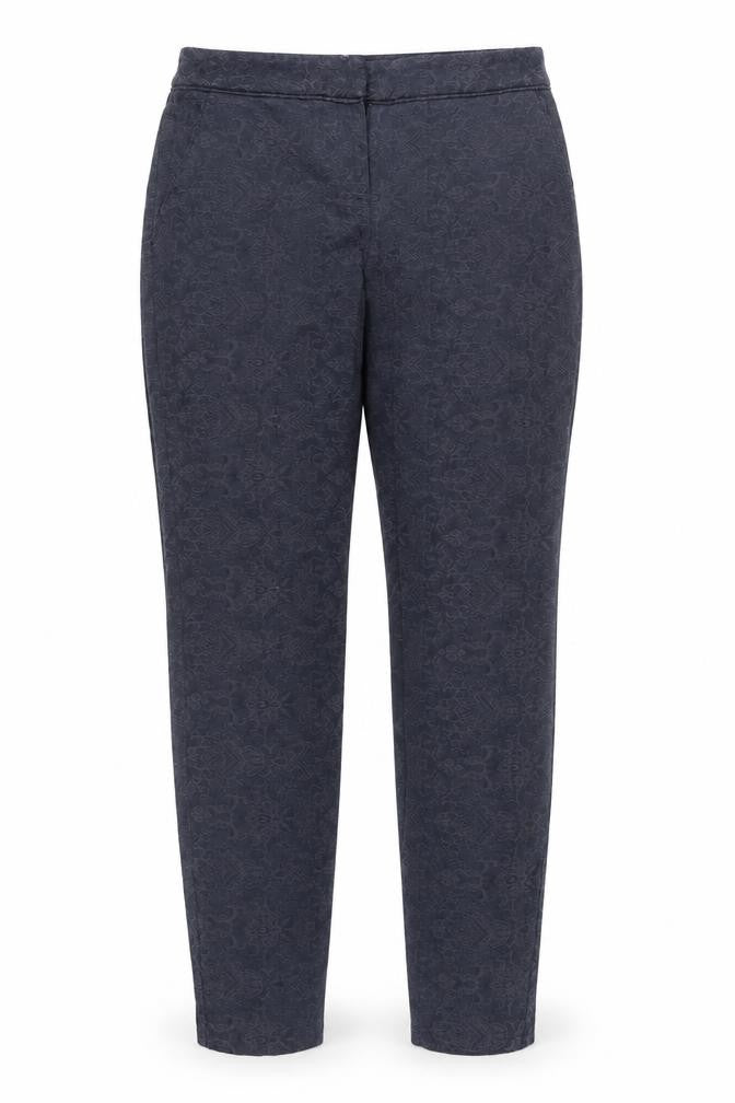 Wallis Women's Blue Jacquard Floral Slim Trousers Size 8