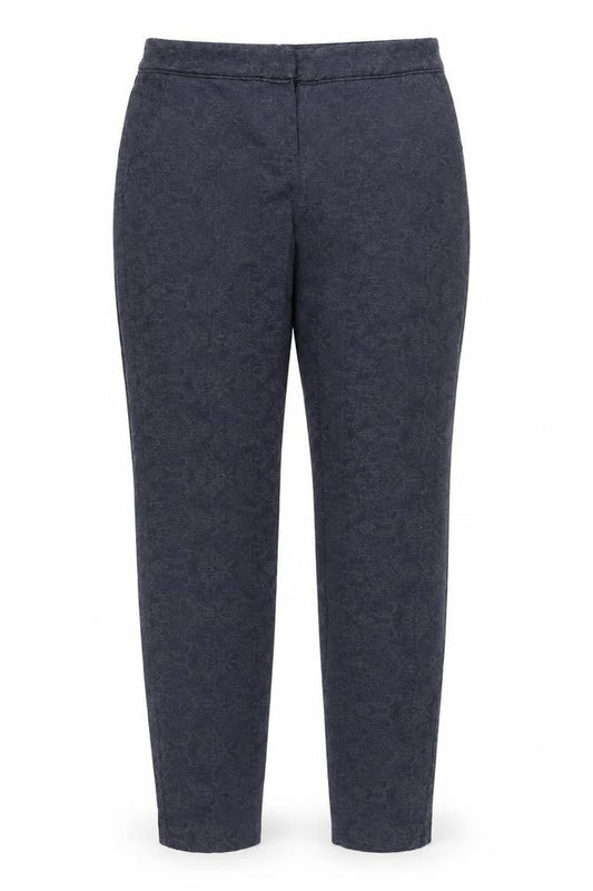Wallis Women's Blue Jacquard Floral Slim Trousers Size 8