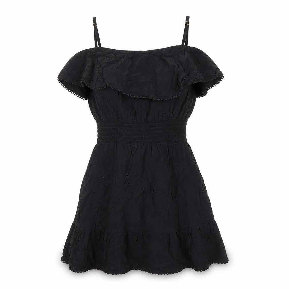 Resort Women's Black Off Shoulder Ruffle Short Dress Size S