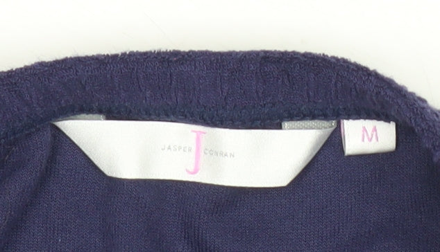 Jasper Conran Women Navy Blue Velour Playsuit Medium Elastic Waist Pink Trim