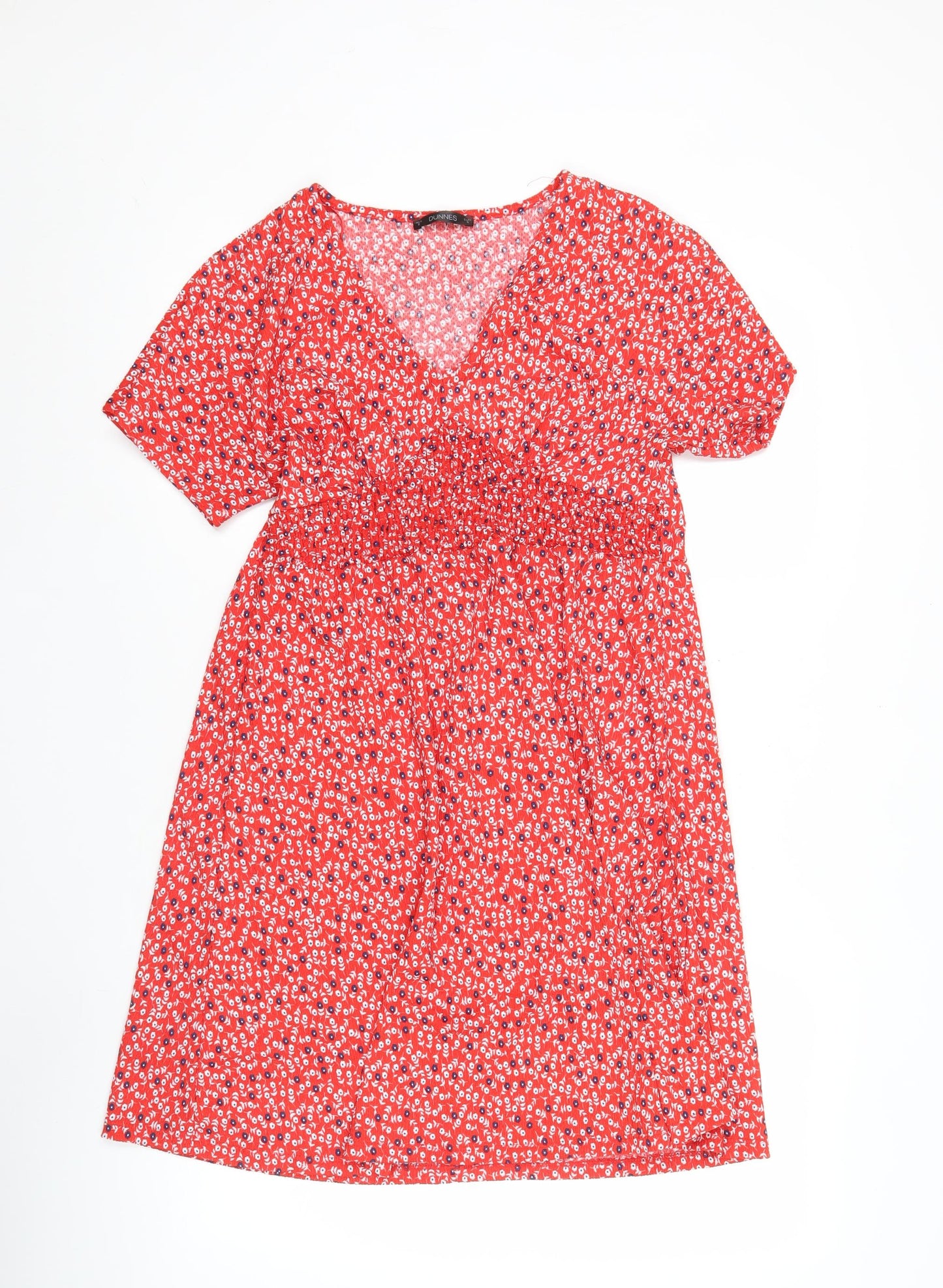 Dunnes Women’s Red Floral A-Line Short Sleeve Dress Size S