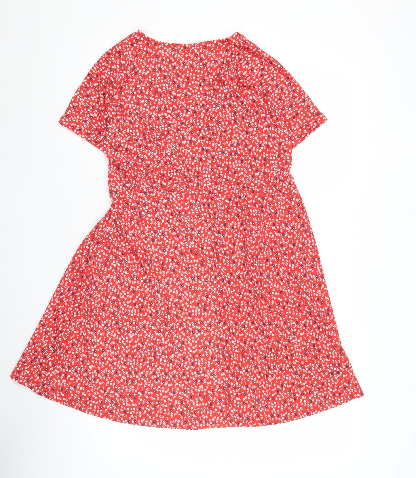 Dunnes Women’s Red Floral A-Line Short Sleeve Dress Size S