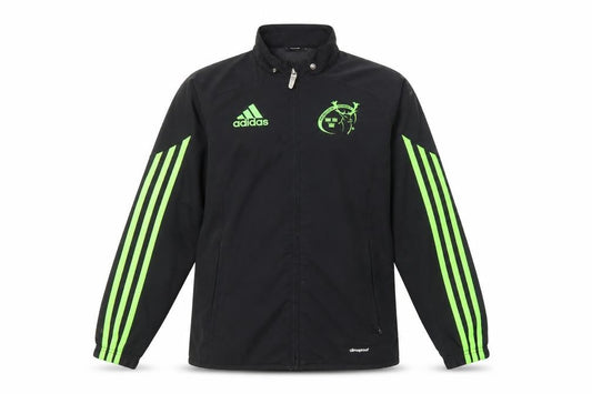 Adidas Boys Black Green 9-10 Years Windbreaker Jacket ClimaProof Lined Zip