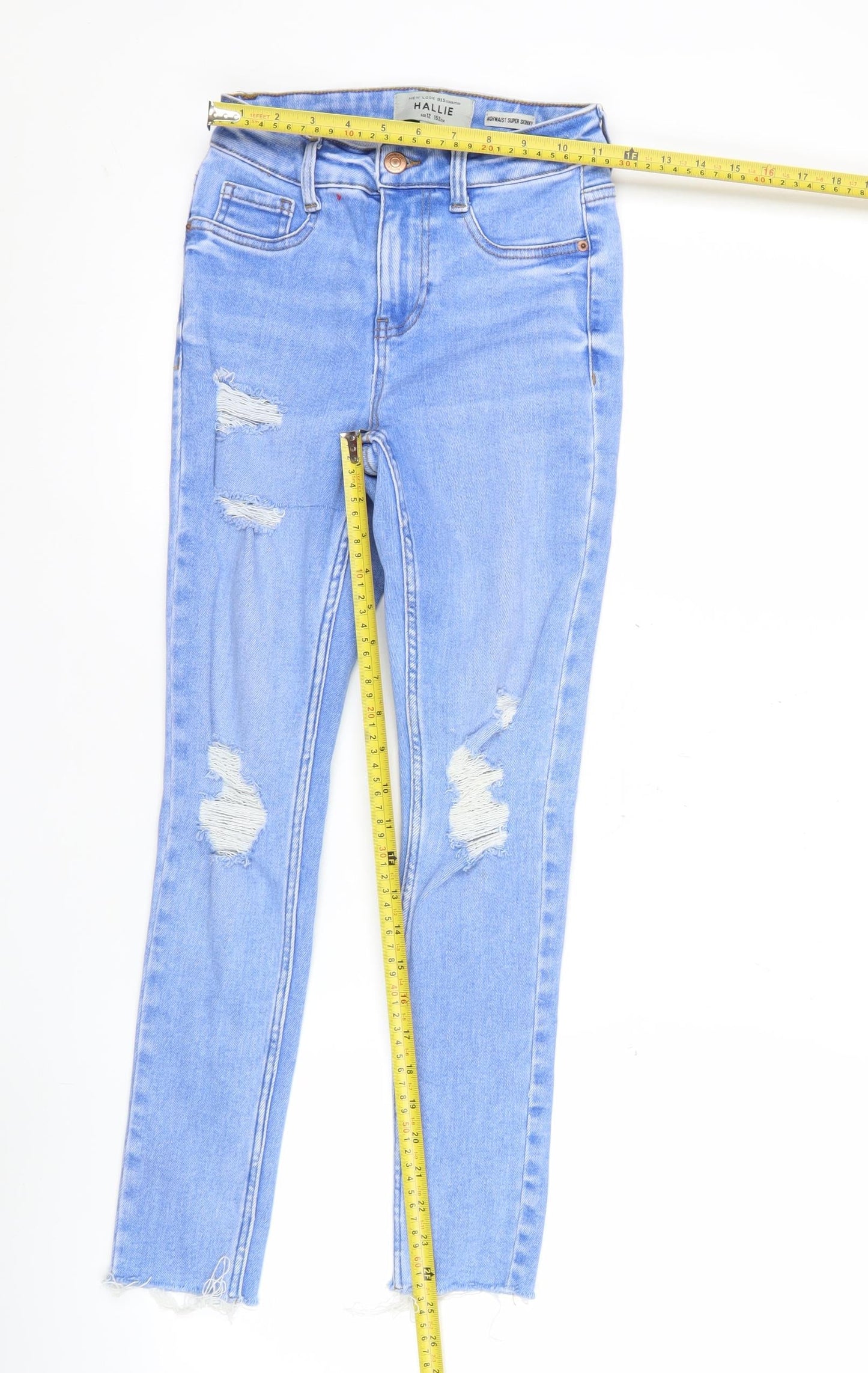 New Look Teens Blue Hallie Skinny Distressed Jeans Age 12