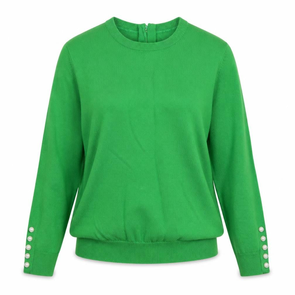 Savida Women's Green Crew Neck Button Detail Jumper Size 12