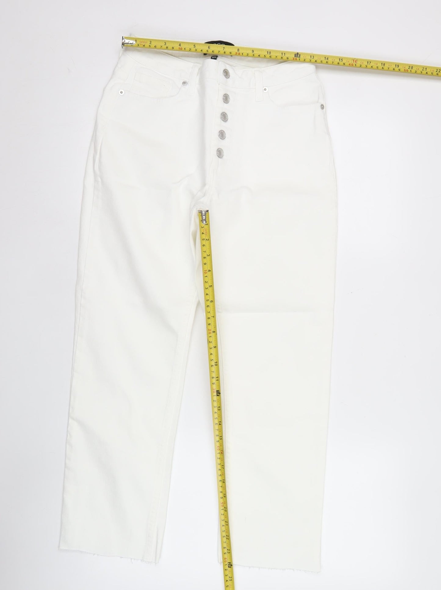 POCO by Pippa Womens White Straight Leg Crop Jeans Size 10S