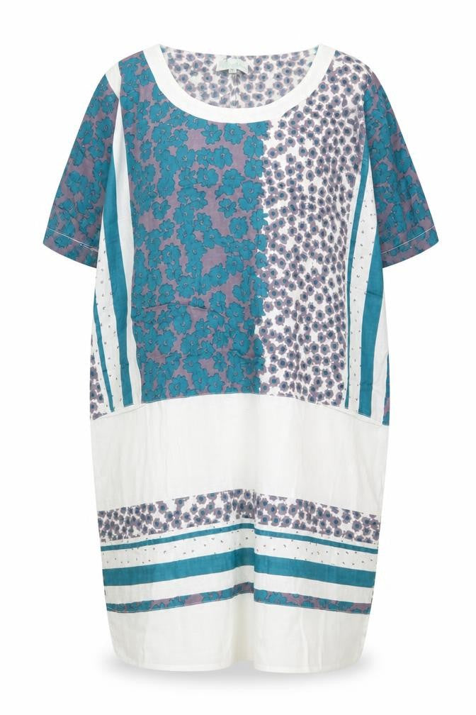 Marila Women Blue Floral Striped Shift Dress XL Summer Casual