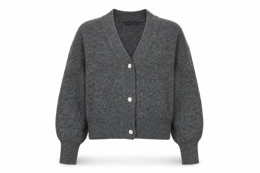 Vero Moda Women Grey V-Neck Button Knit Cardigan Jumper M