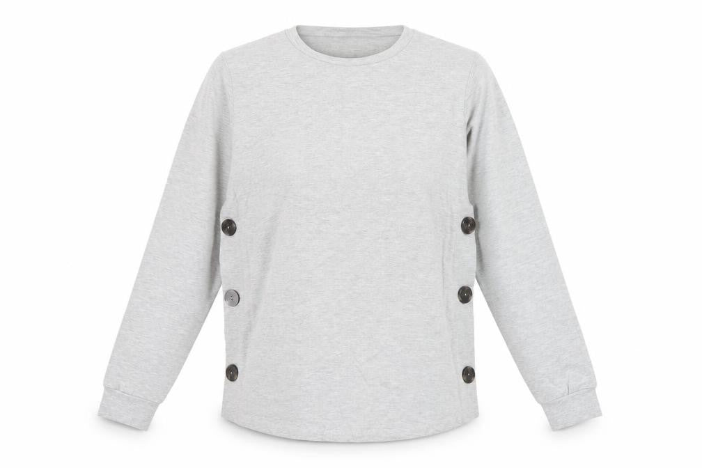 Savida Women Grey Button Detail Pullover Sweatshirt Small UK 10