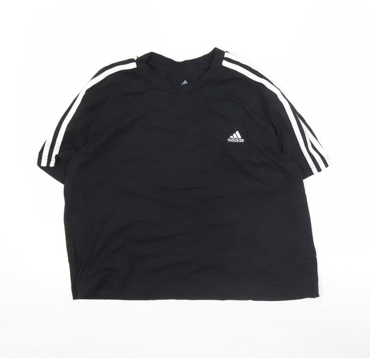 Adidas Women Black L Basic Short Sleeve Cotton T-Shirt