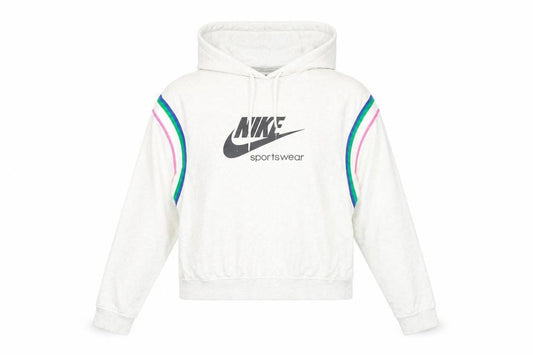 Nike Womens Beige Hooded Pullover Sweatshirt Size S Logo Design