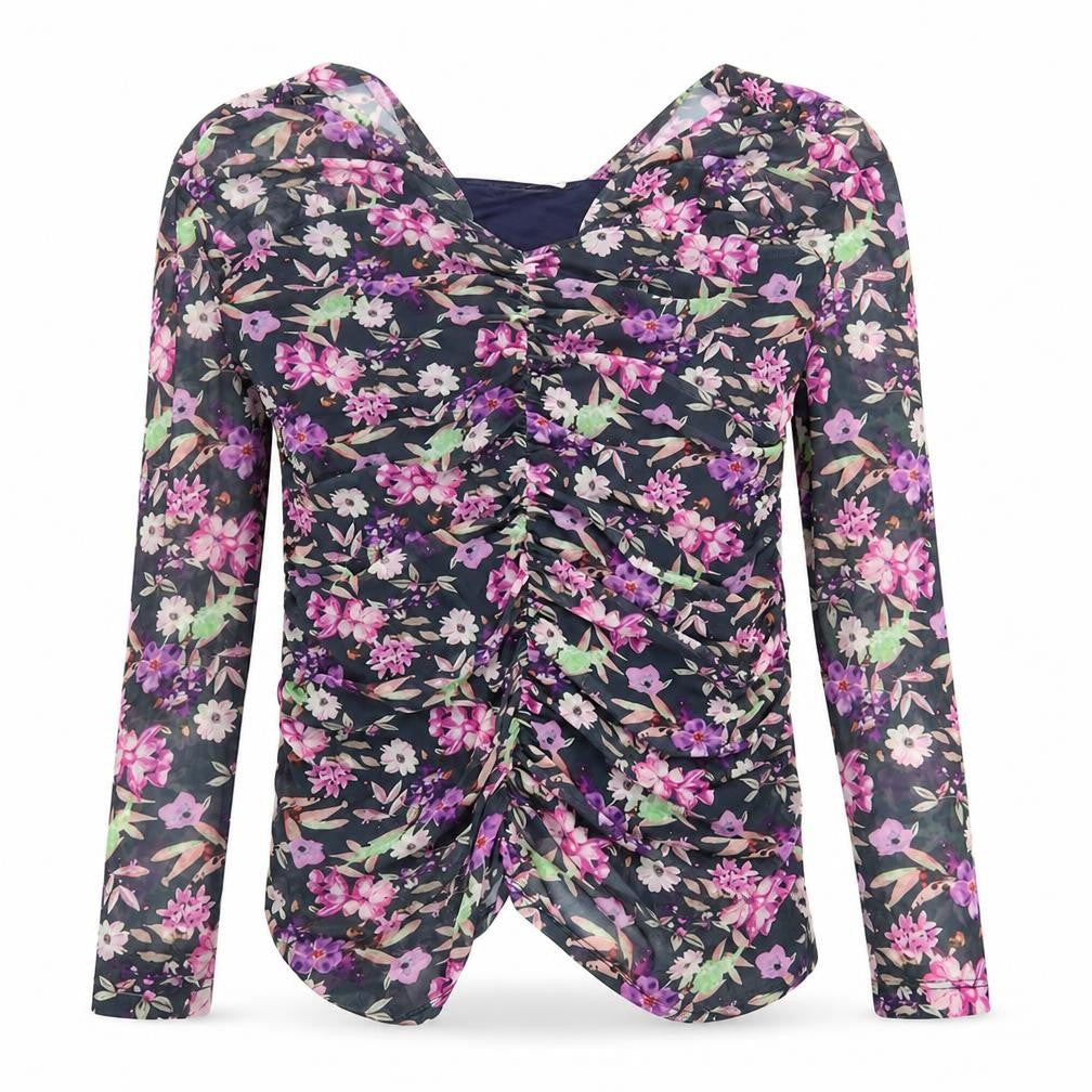 Gallery Women’s Multicoloured Floral Long Sleeve Tunic Blouse UK L